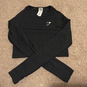 Gymshark Vital Seamless Cropped Long Sleeve Black, sz M